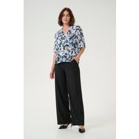 Kurzarm-Bluse A-shape Blue Flower Print floral