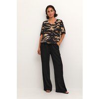 Kurzarm-Bluse Regular fit Black/Brown Tiger Print animal