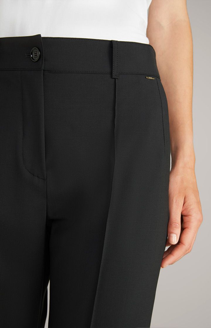 JOOP! Schwarze Marlenehose Wool-Stretch Weites Bein Business-Stil