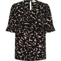 Kurzarm-Bluse Regular fit Nature/Black Flower Print floral