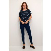 Bluse mit Blumenmuster, lockerer Schnitt, kurze Ärmel