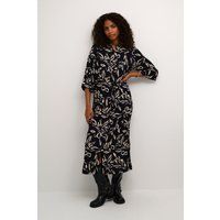 Kleid Loose fit Black/Sand Painted Flower black offwhite