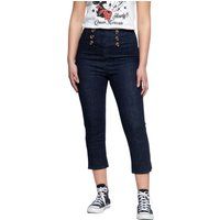 Hoch taillierte, verkürzte Capri Jeans