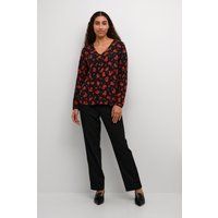 Langarm-Bluse Regular fit Black_Red Flower Print floral