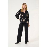 Langarm-Bluse Regular fit Black/Brown Flower Print floral