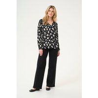 Langarm-Bluse Regular fit Black/White Flower Print floral