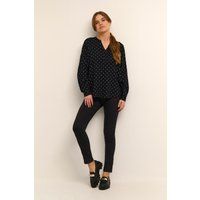 Langarm-Bluse Regular fit Black/White Dot black white