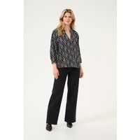 Langarm-Bluse Regular fit Black/Chalk Print black white