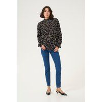 Langarm-Bluse Regular fit Black/Beige Abstract Print black