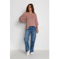 Langarm-Bluse Regular fit Dusty red / chalk leaf white red