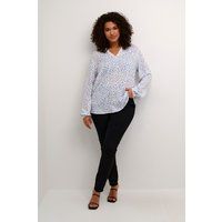 Langarm Bluse mit blauem Punktmuster