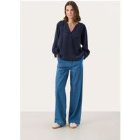 Lockere Leinenbluse mit V-Ausschnitt