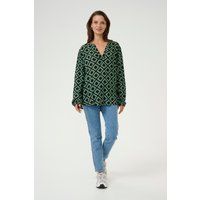 Langarm-Bluse Regular fit Black Deep/Green Geometric black green