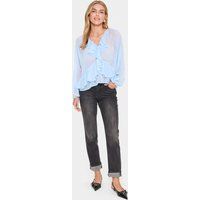Langarm-Bluse Lockere Passform Chambray Blue