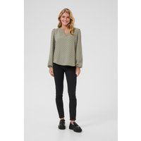 Langarm-Bluse Regular fit Vetiver w. Deep Black Dot green