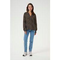 Langarm-Bluse Regular fit Black/Brown Graphic Dots black brown