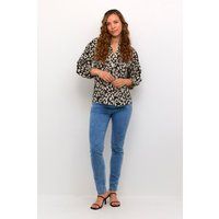 Langarm-Bluse Regular fit Black/Feather Gray Animal animal