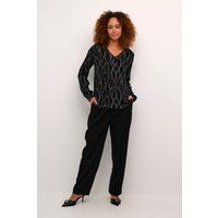 Langarm-Bluse Regular fit Black/Grey Graphic Simili black multi