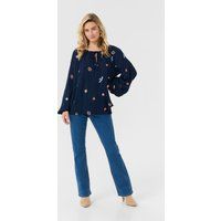 Langarm-Bluse Loose fit Dress blue with mulitcolor emb blue