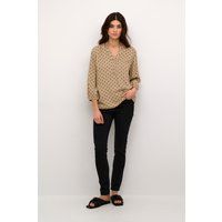 Langarm-Bluse Regular fit Chinchilla/Black Dot Print beige