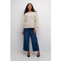 Langarm-Bluse Regular fit Chalk/Black Dot white black
