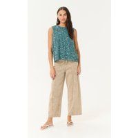 Kurzarm-Bluse Regular fit Teal/Black/White Graphic multicolour