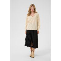 Kurzarm-Bluse Straight fit Oatmeal offwhite