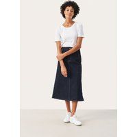 Dunkler Denim Midi A-Linien Rock