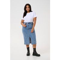 Denim-Midirock mit vorderem Schlitz