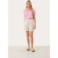 Shorts Easy fit Eggnog and Brown Stripe brown white