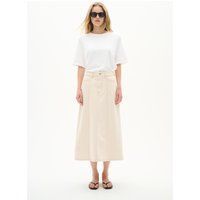 Cremefarbener A-Linien Midi Jeansrock