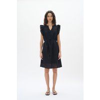 Baumwollkleid mit Lochstickerei und Gürtel