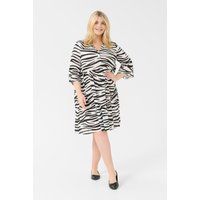 A-Linien Zebra-Print Midikleid