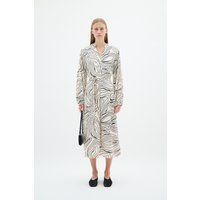 Midi-Kleid mit abstraktem Druck und langen Ärmeln
