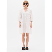 Weisses Baumwoll-Lochstickerkleid in lockerer Passform