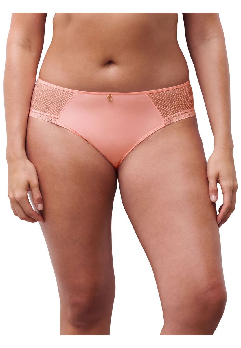 Hüftslips mit Spitzenbesatz und Mesh-Details