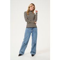 Langarm-Shirt Tight fit Feather Grey Mel./Black Stripe grey white