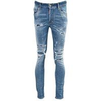 Distressed Skinny Fit Stretch Jeans