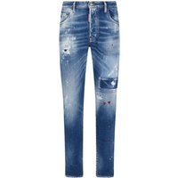 Blaue Distressed Skater Jeans