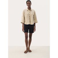 Langarm - Hemd Gerade Passform White Pepper beige