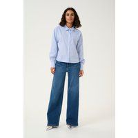 Langarm - Hemd Baggy fit White/Blue Stripe white blue