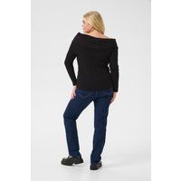 Geripptes Off-Shoulder Strickoberteil
