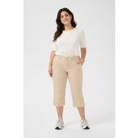 Beige Cropped Stoffhose, Regular Fit
