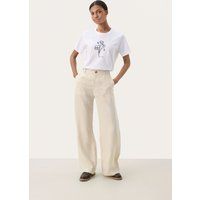 Klassische Beige Weite Leinenhose