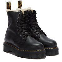 Schwarze Plateau-Schnürstiefeletten