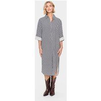 Gestreiftes Baumwoll-Hemdkleid Midi-Länge
