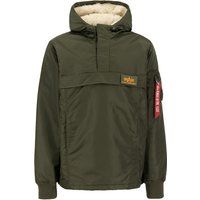 Olivgrüne Fleece-gefütterte Anorak-Jacke