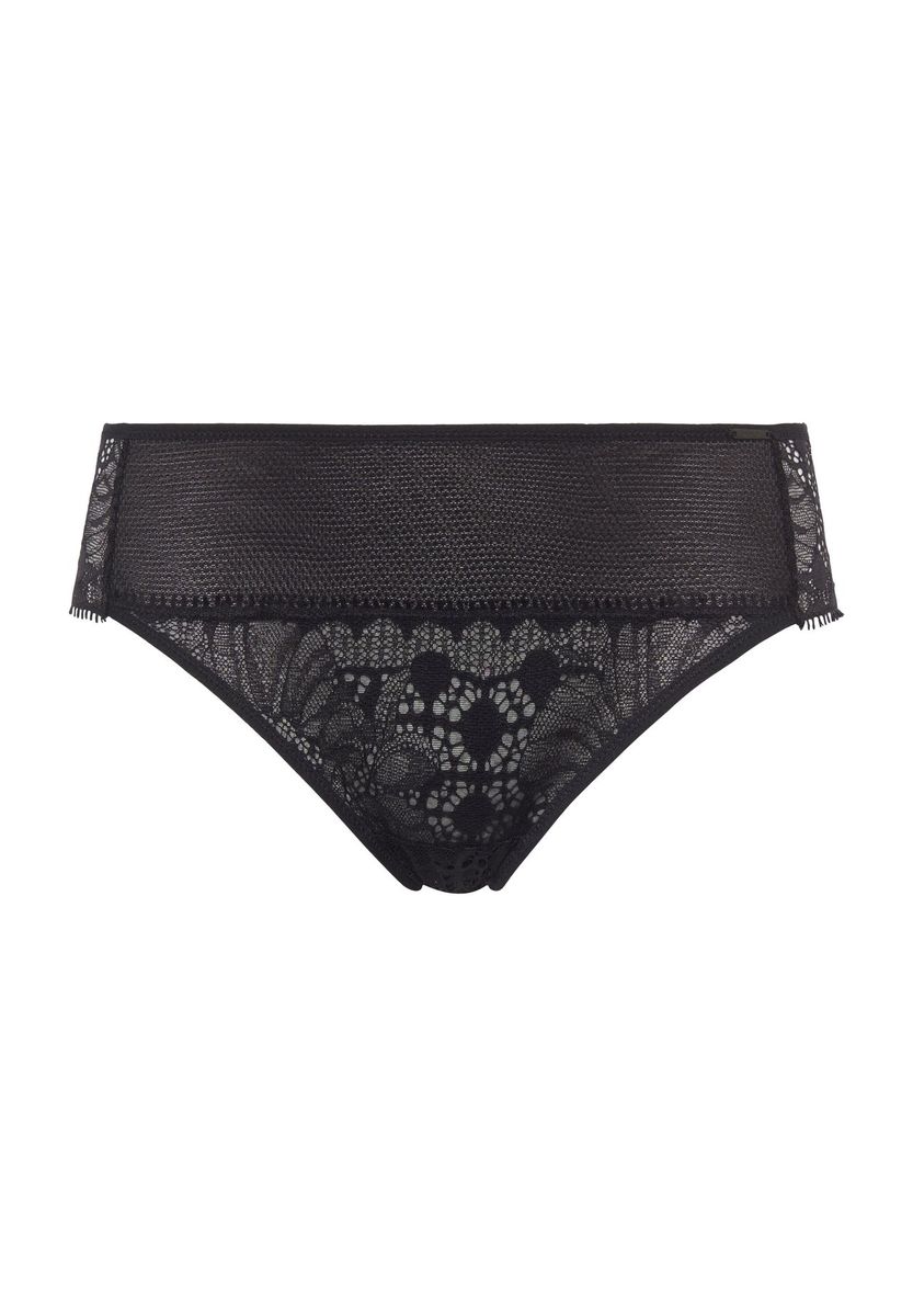 Schwarze Spitzen-Bikini-Slips mit mittlerer Bundhöhe