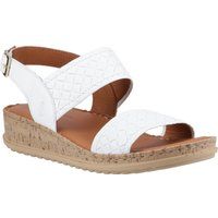 Hush Puppies Ebony Geflochtenes Leder Damen Weiße Sandalen