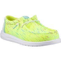 HEYDUDE Wally Party Mesh Polyester Herren Mokassins Schuhe Lime Punch/Weiß
